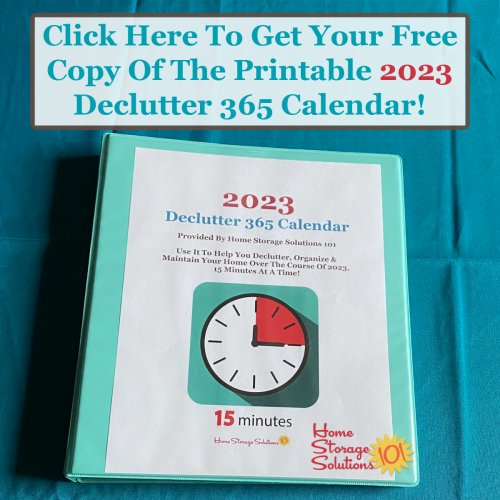 Click here to get your free copy of the printable 2023 Declutter 365 calendar