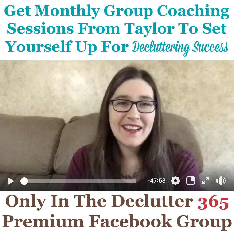 To set yourself up for decluttering success, make sure to take advantage of the monthly group coaching sessions from Taylor within the private and exclusive Facebook group {on Home Storage Solutions 101} #Declutter365 #Decluttering #DeclutterHelp