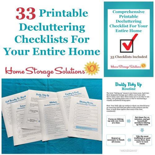 33 printable decluttering checklists for your entire home