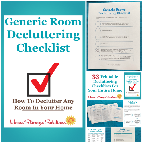 Get this generic room decluttering checklist and 32 other decluttering checklists for your home {on Home Storage Solutions 101}