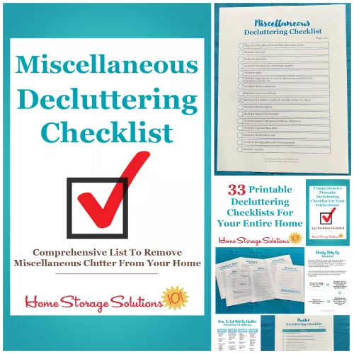 Get this miscellaneous decluttering checklist and 32 other decluttering checklists for your home {on Home Storage Solutions 101}