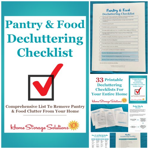 Get this pantry and food decluttering checklist and 32 other decluttering checklists for your home {on Home Storage Solutions 101}