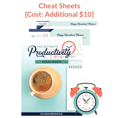 Examples of the 'Cheat Sheets' that you can purchase as an add-on with the Ultimate Productivity Bundle
