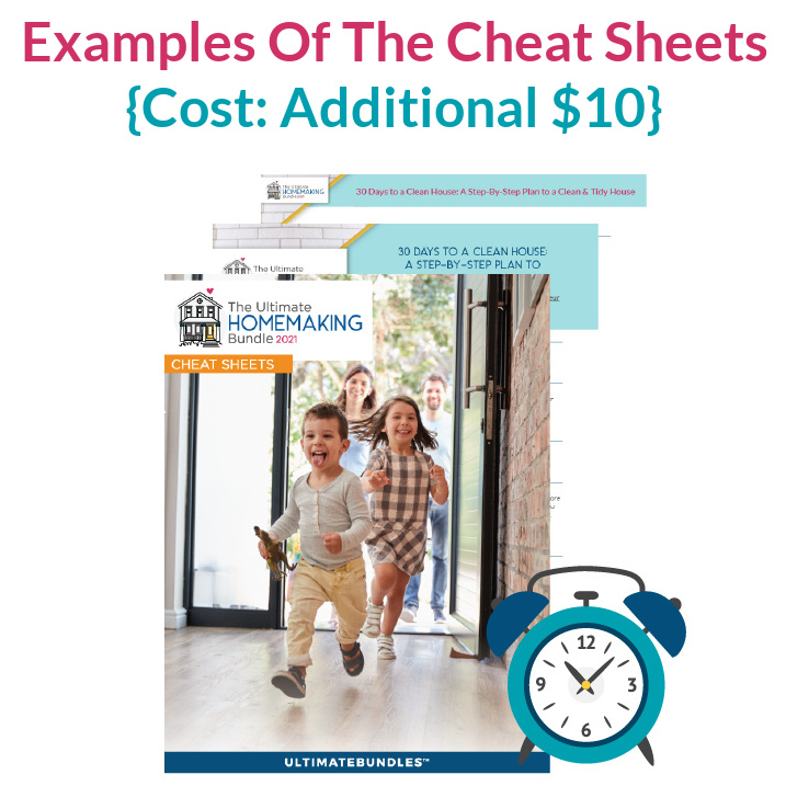 Examples of the Cheat Sheets you can get for the 2021 Ultimate Homemaking Bundle
