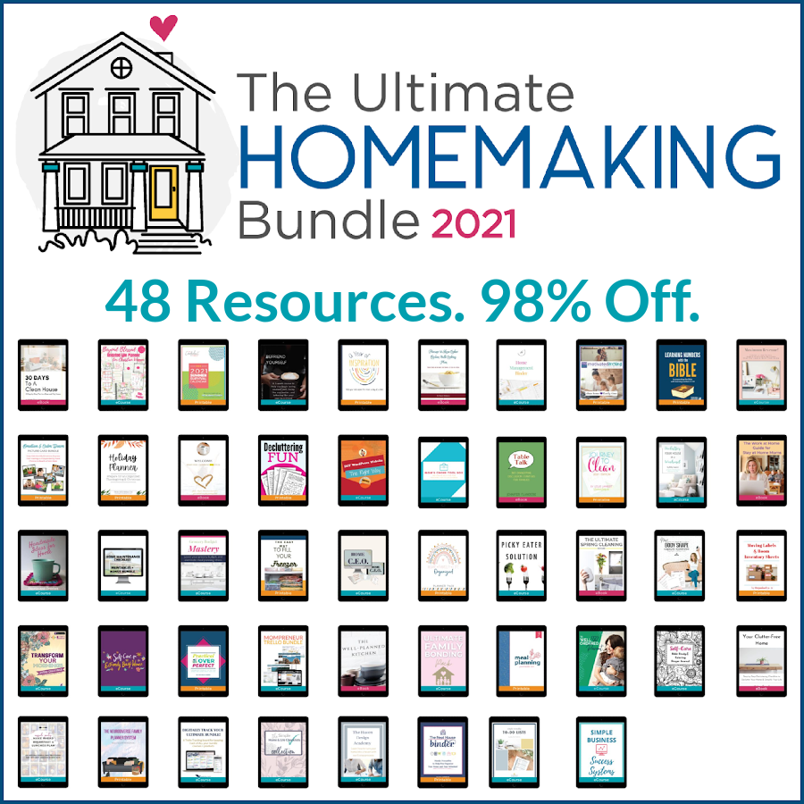 The Ultimate Homemaking Bundle has 48 resources to help you improve your home and life, including printables, eBooks and eCourses that are worth more than $2,400, for 98% off, but it's only available for a limited time. {more information on Home Storage Solutions 101}