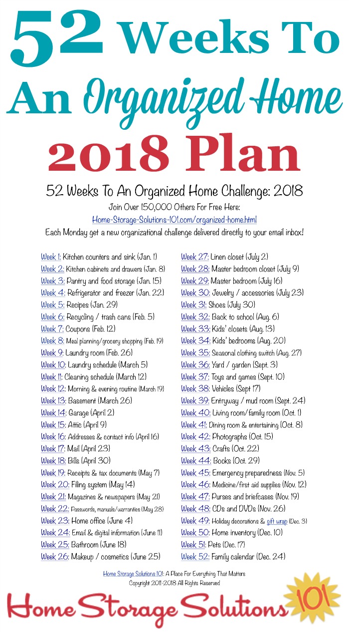week list 2018 52 weeks to an organized home join the weekly challenges week list 2018 52 weeks to an organized home join the weekly challenges