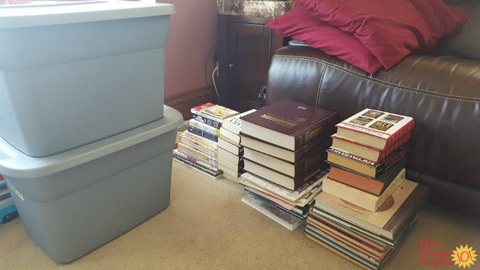 Decluttered books from attic {featured on Home Storage Solutions 101}