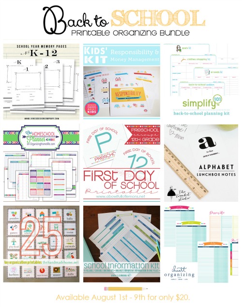 back to school printable organizing bundle