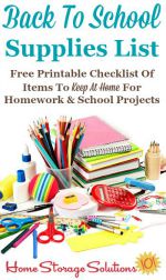 Back To School Supplies List Organize School Supplies For Home Use