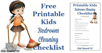 Free printable kids bedroom cleaning checklist