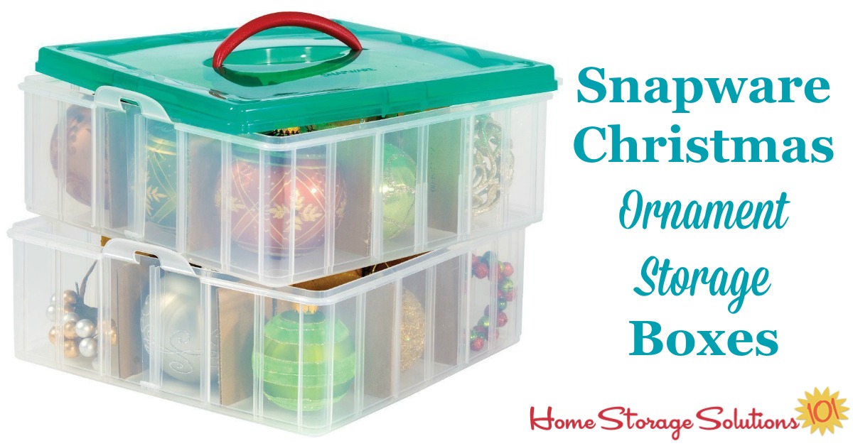 Christmas ornament storage boxes from Snapware, with dividers, keep individual ornaments organized and prevent them from clanking so they don't damage each other while in storage {featured on Home Storage Solutions 101} #OrnamentStorage #ChristmasStorage #HolidayStorage
