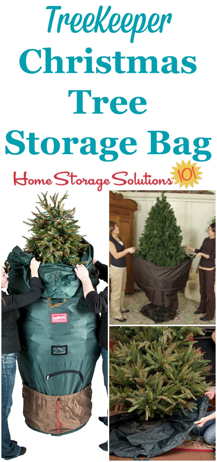 This TreeKeeper artificial Christmas tree storage bag not only keeps your tree clean and beautiful from year to year but is also designed to let you store it without ever having to disassemble it again! {featured on Home Storage Solutions 101} #ChristmasStorage #HolidayStorage #ChristmasTreeStorage