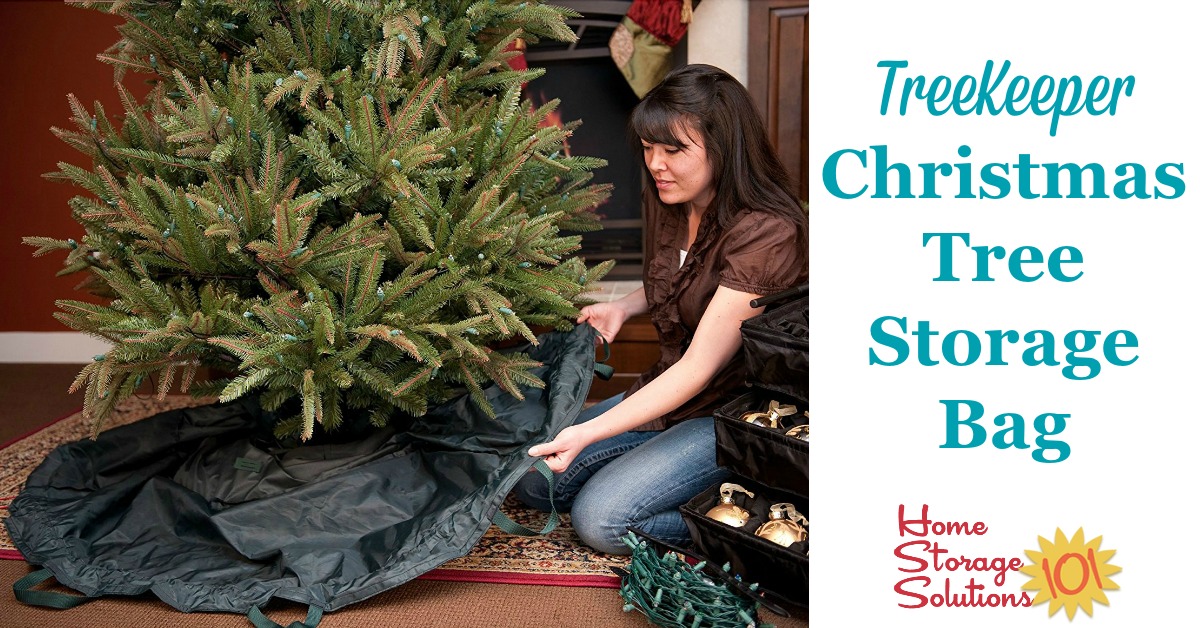 This TreeKeeper artificial Christmas tree storage bag not only keeps your tree clean and beautiful from year to year but is also designed to let you store it without ever having to disassemble it again! {featured on Home Storage Solutions 101} #ChristmasStorage #HolidayStorage #ChristmasTreeStorage