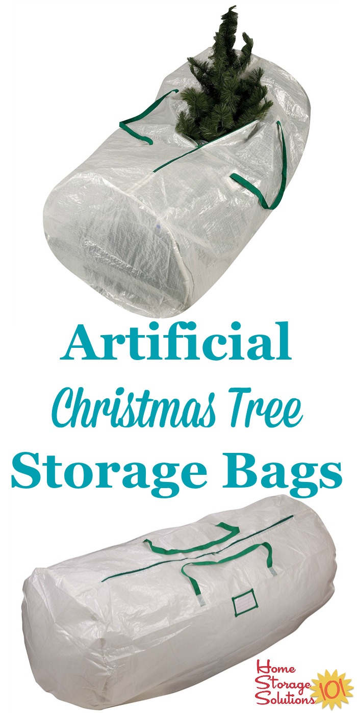 Artificial Christmas tree storage bags are great to make holiday decorating easy from beginning to end, since your tree stays clean and ready to put up year after year without disassembling it {featured on Home Storage Solutions 101} #ChristmasStorage #HolidayStorage #ChristmasTreeStorage