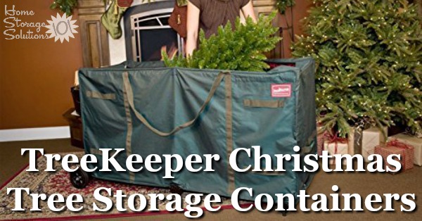These TreeKeeper artificial Christmas tree storage containers are great for keeping your tree safe and clean while in storage, and even large heavy trees are easy to move with the rolling wheels {featured on Home Storage Solutions 101} #ChristmasStorage #HolidayStorage #ChristmasTreeStorage