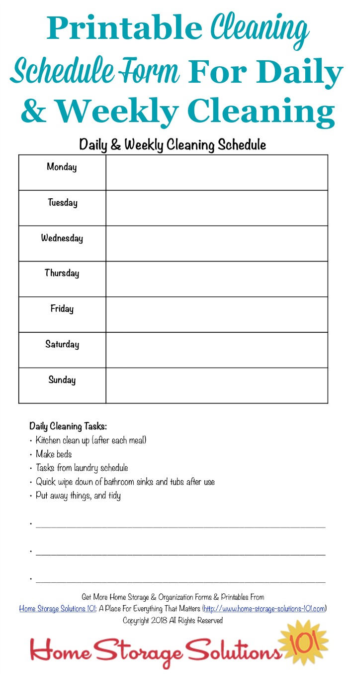 Free Printable Cleaning Charts For Adults