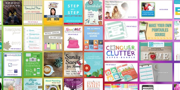 Learn more about the Conquer Your Clutter Super Bundle, which has 38 resources for one low price to help you declutter and organize your home and life.