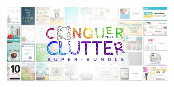 Learn more about the Conquer Your Clutter Super Bundle, which has 38 resources for one low price to help you declutter and organize your home and life.