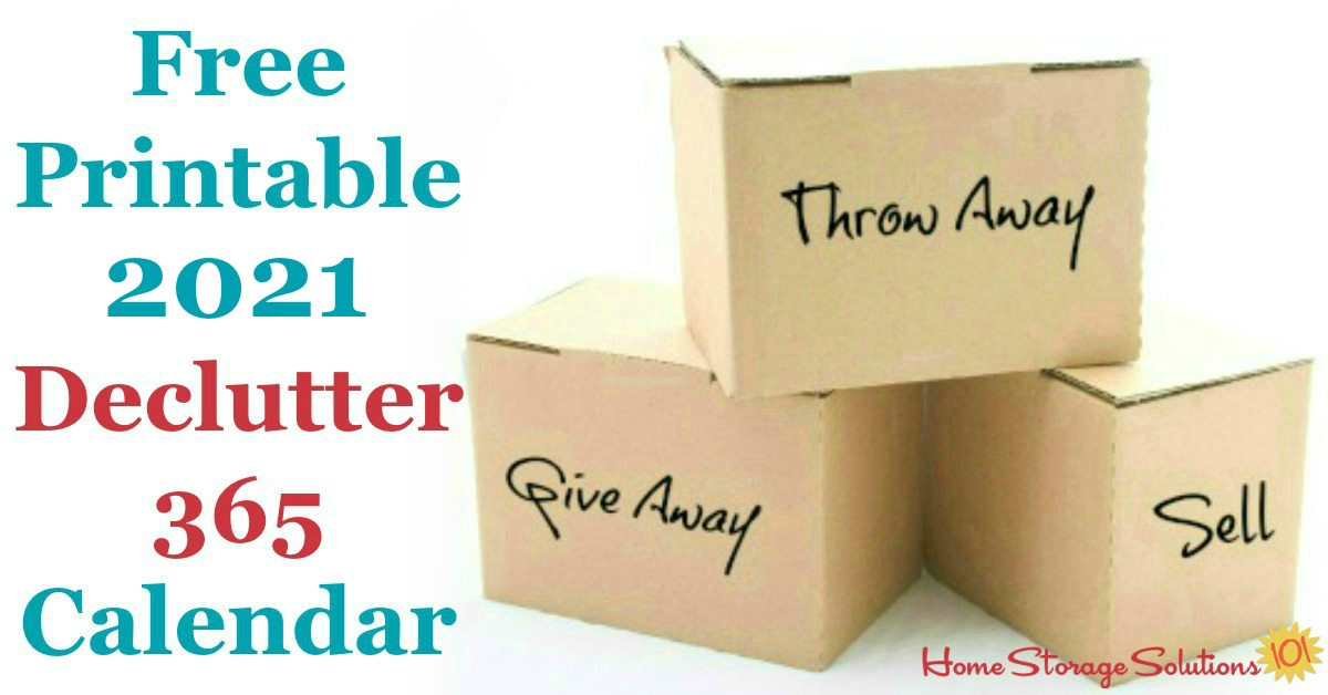Free 2021 Printable Declutter 365 Calendar 15 Minute Daily Missions declutter calendar 2021