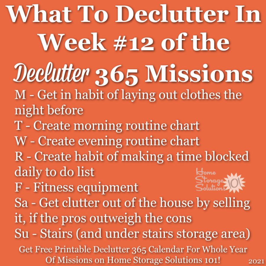 What to declutter in week #12 of the Declutter 365 missions {get a free printable Declutter 365 calendar for a whole year of missions on Home Storage Solutions 101!}