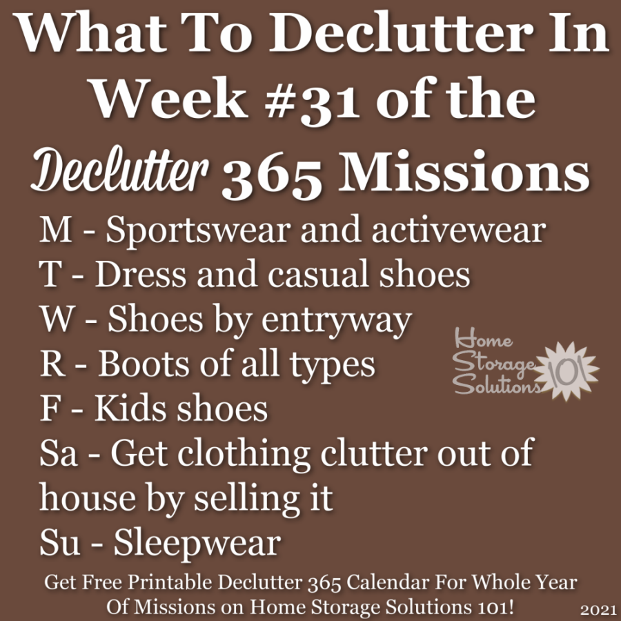 What to declutter in week #31 of the Declutter 365 missions {get a free printable Declutter 365 calendar for a whole year of missions on Home Storage Solutions 101!}