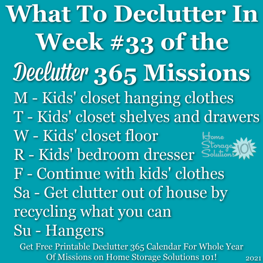 What to declutter in week #33 of the Declutter 365 missions {get a free printable Declutter 365 calendar for a whole year of missions on Home Storage Solutions 101!} What to declutter in week #33 of the Declutter 365 missions {get a free printable Declutter 365 calendar for a whole year of missions on Home Storage Solutions 101!}