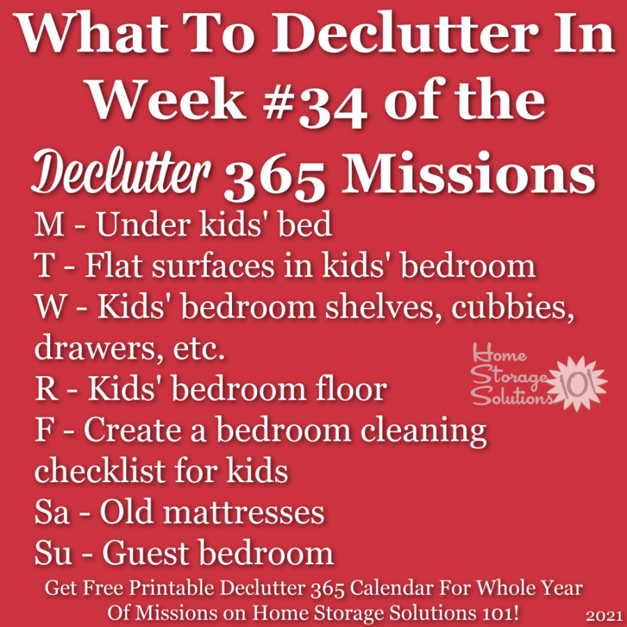 What to declutter in week #34 of the Declutter 365 missions {get a free printable Declutter 365 calendar for a whole year of missions on Home Storage Solutions 101!}