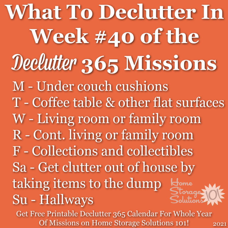 What to declutter in week #40 of the Declutter 365 missions {get a free printable Declutter 365 calendar for a whole year of missions on Home Storage Solutions 101!}