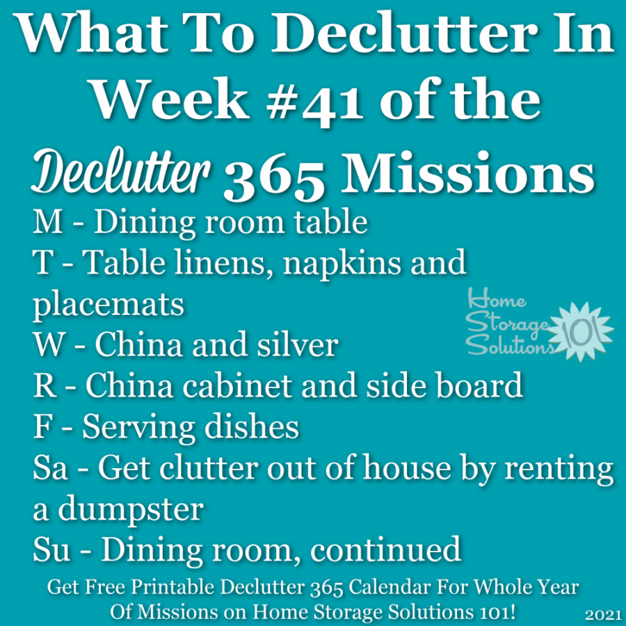 What to declutter in week #41 of the Declutter 365 missions {get a free printable Declutter 365 calendar for a whole year of missions on Home Storage Solutions 101!}