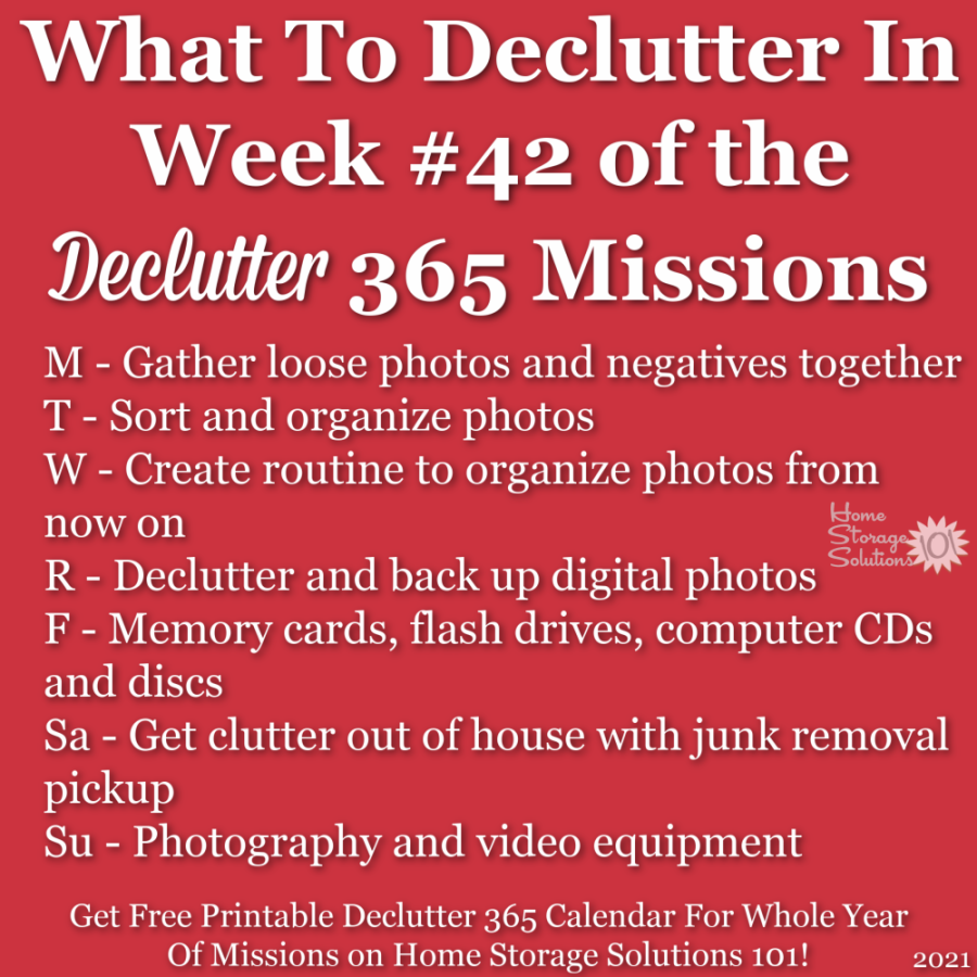 What to declutter in week #42 of the Declutter 365 missions {get a free printable Declutter 365 calendar for a whole year of missions on Home Storage Solutions 101!}