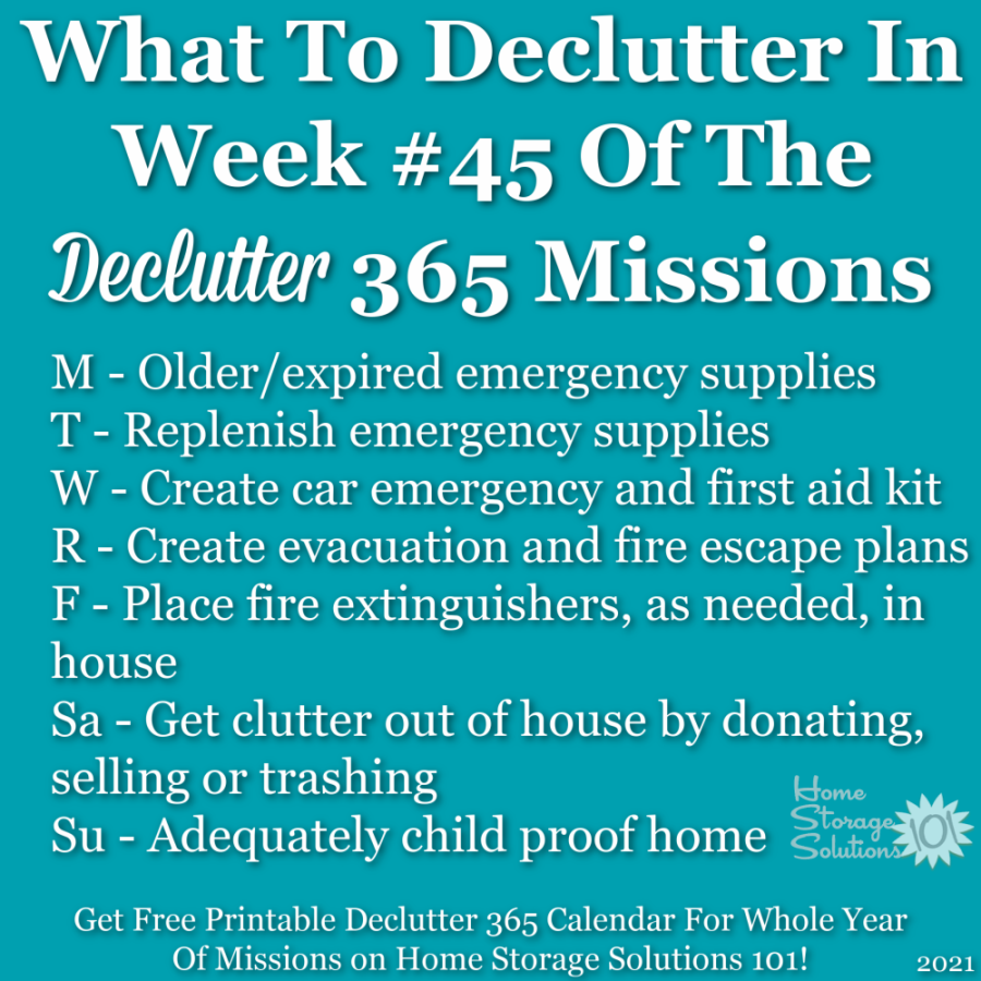 What to declutter in week #45 of the Declutter 365 missions {get a free printable Declutter 365 calendar for a whole year of missions on Home Storage Solutions 101!}