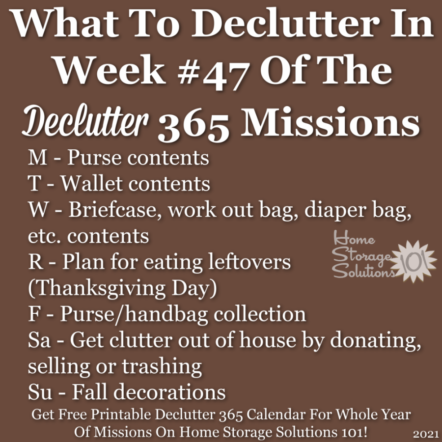What to declutter in week #47 of the Declutter 365 missions {get a free printable Declutter 365 calendar for a whole year of missions on Home Storage Solutions 101!}