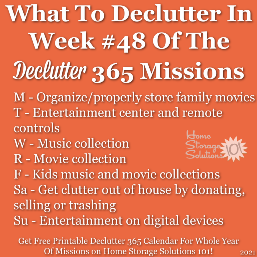 What to declutter in week #48 of the Declutter 365 missions {get a free printable Declutter 365 calendar for a whole year of missions on Home Storage Solutions 101!}