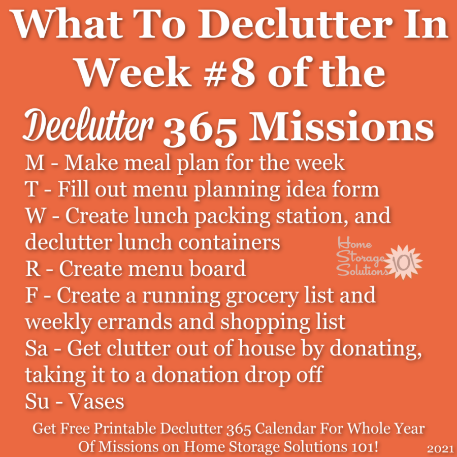 What to declutter in week #8 of the Declutter 365 missions {get a free printable Declutter 365 calendar for a whole year of missions on Home Storage Solutions 101!}