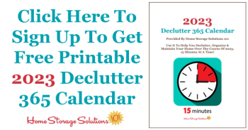 Free printable 2023 Declutter 365 calendar {on Home Storage Solutions 101}