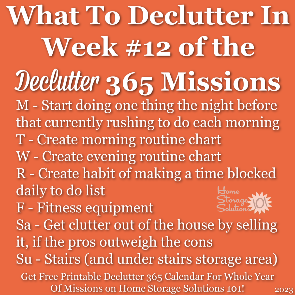 March Declutter 365 Calendar 15 Minute Daily Missions For Month