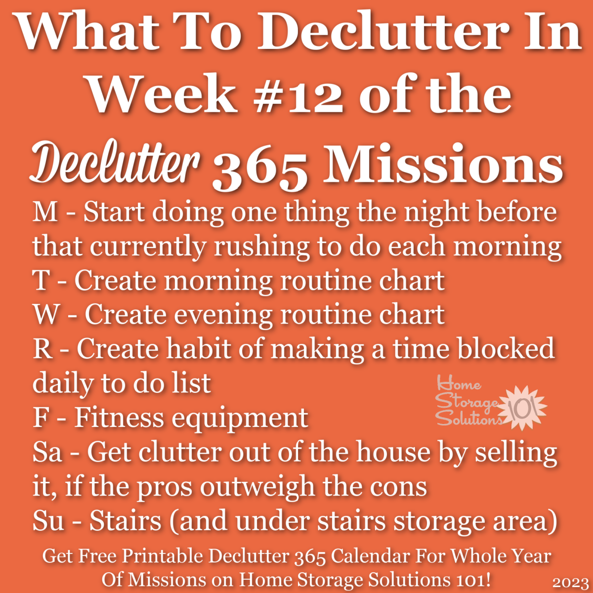 What to declutter in week #12 of the Declutter 365 missions {get a free printable Declutter 365 calendar for a whole year of missions on Home Storage Solutions 101!}