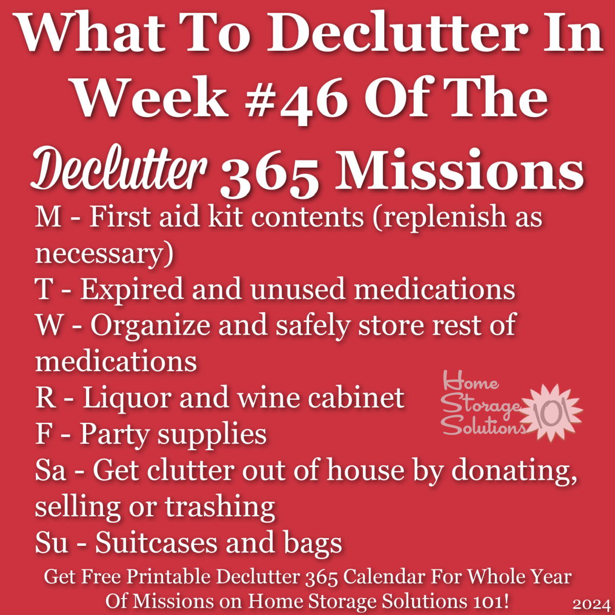 November Declutter 365 Calendar: 15 Minute Daily Missions For Month