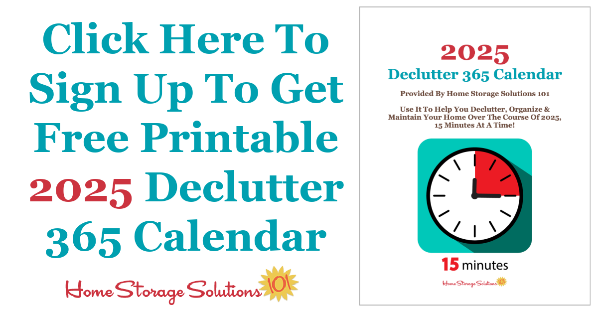 Free printable 2025 Declutter 365 calendar {on Home Storage Solutions 101}