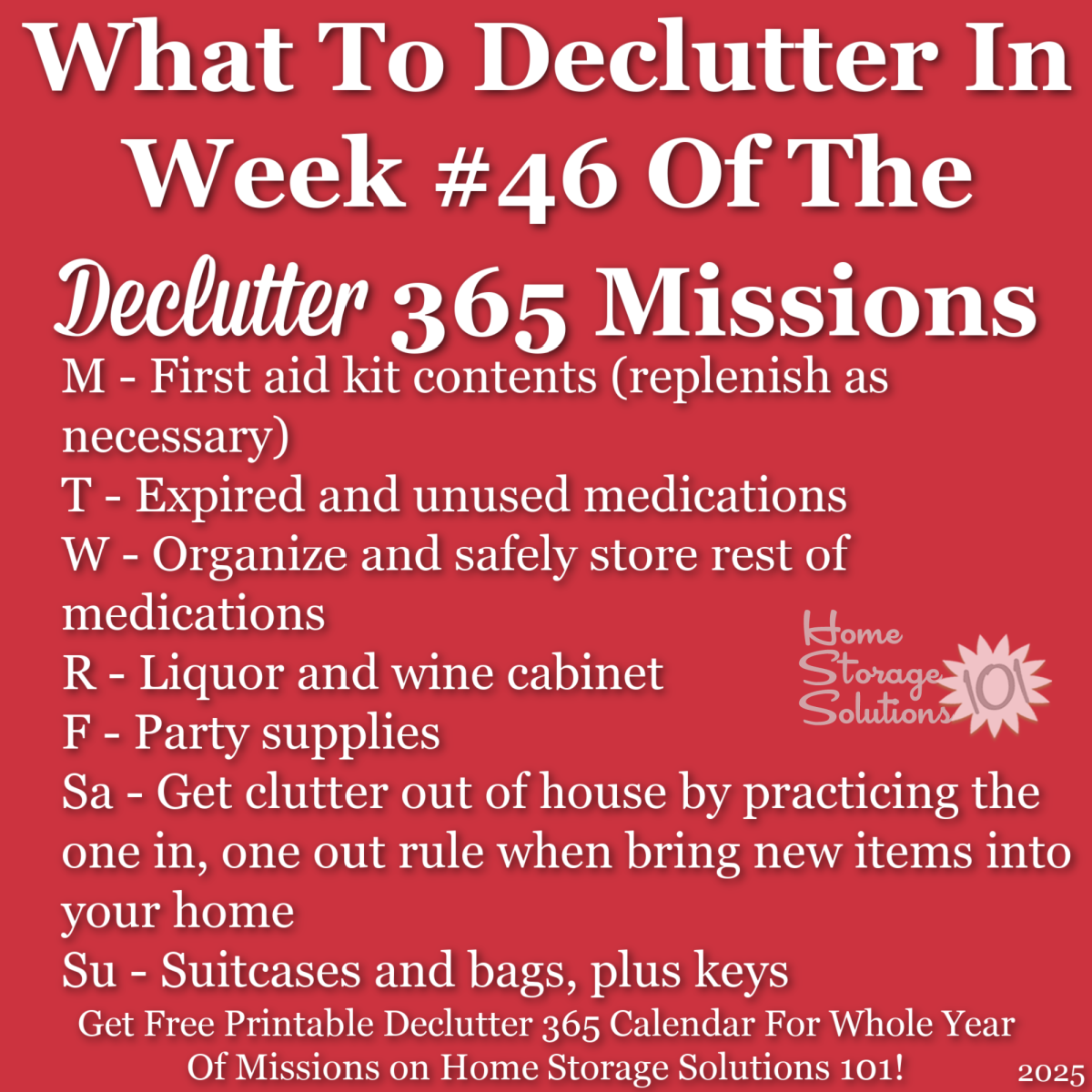 What to declutter in week #46 of the Declutter 365 missions {get a free printable Declutter 365 calendar for a whole year of missions on Home Storage Solutions 101!}