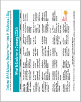 January declutter calendar