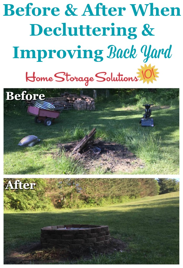 Before and after when decluttering and improving back yard {part of the #Declutter365 missions on Home Storage Solutions 101}