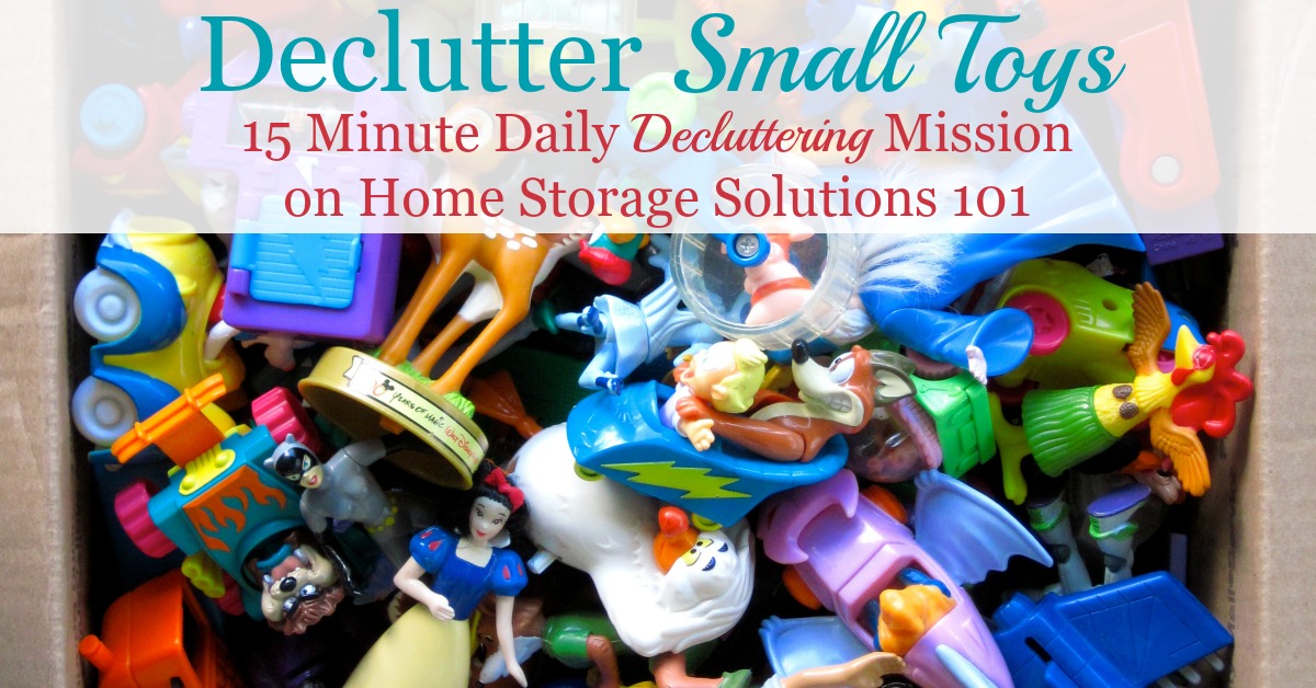 Here are tips for decluttering toys from your home, specifically focused on toys with small parts and sets of toys {a #Declutter365 mission on Home Storage Solutions 101}