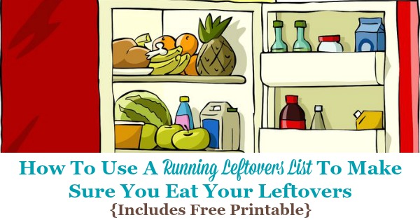 How to use a running leftovers list to make sure you eat your leftovers, including a free printable leftovers inventory form {on Home Storage Solutions 101}