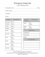 free emergency contact list