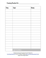 evening routine chart