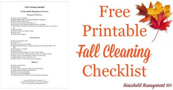 Free printable fall cleaning checklist