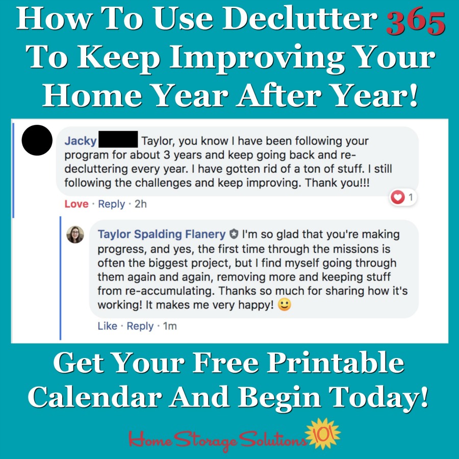 How to use Declutter 365 to keep improving your home year after year {on Home Storage Solutions 101} How to use Declutter 365 to keep improving your home year after year {on Home Storage Solutions 101} #Declutter365 #HowToDeclutter #DeclutteringTips