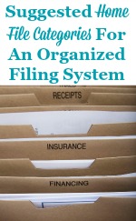 Suggested home file categories for an organized filing system