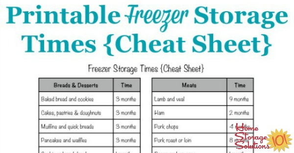 Printable Food Storage Chart